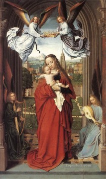 the merry drinker wga Painting - virgin and child with four angels wga Gerard David